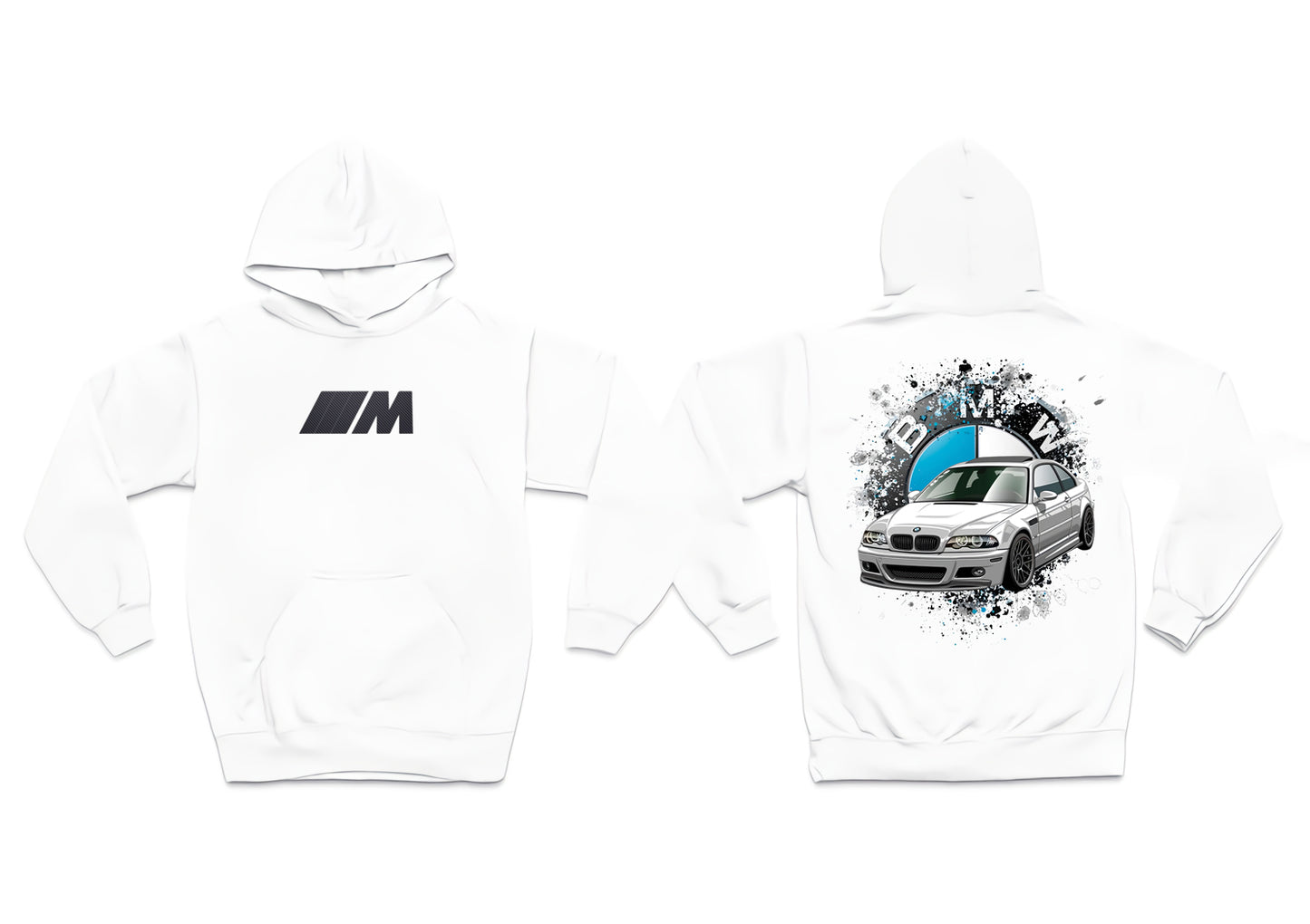 BMW E46 Ön ve Sırt Baskılı 3 iplik kalın kışlık Özel Tasarım Unisex Oversize Sweatshirt Hoodie