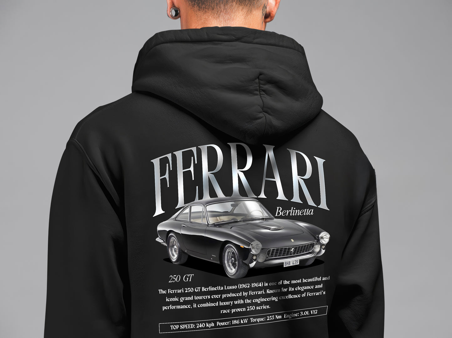Ferrari Berlinetta 250 gt Baskılı 3 Ip Kalın Kumaş Unisex Sweatshirt Hoodie